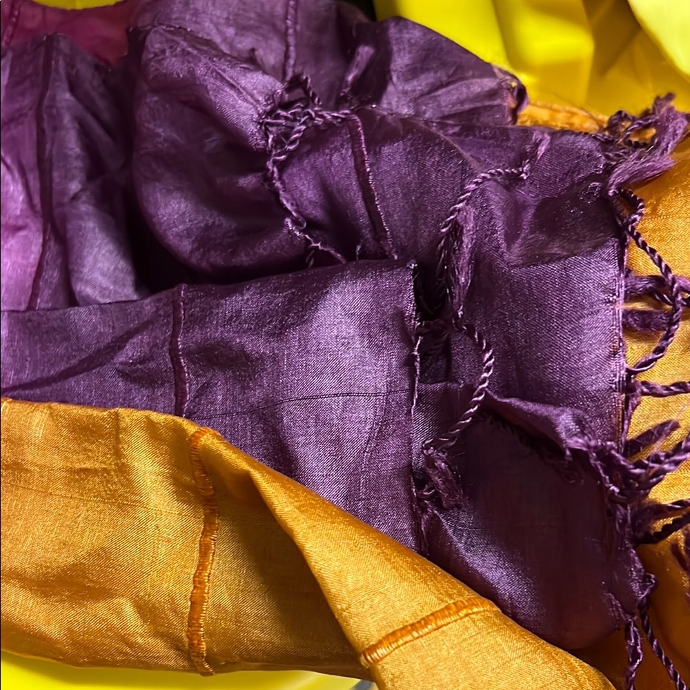 Purple and Gold Silk Scarf